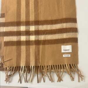 Burberry Camel Checkered Wool Scarf